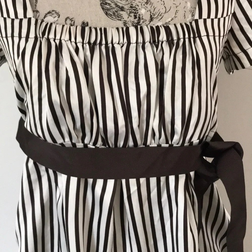 Zara Brown Striped Top M - Picture 2 of 5